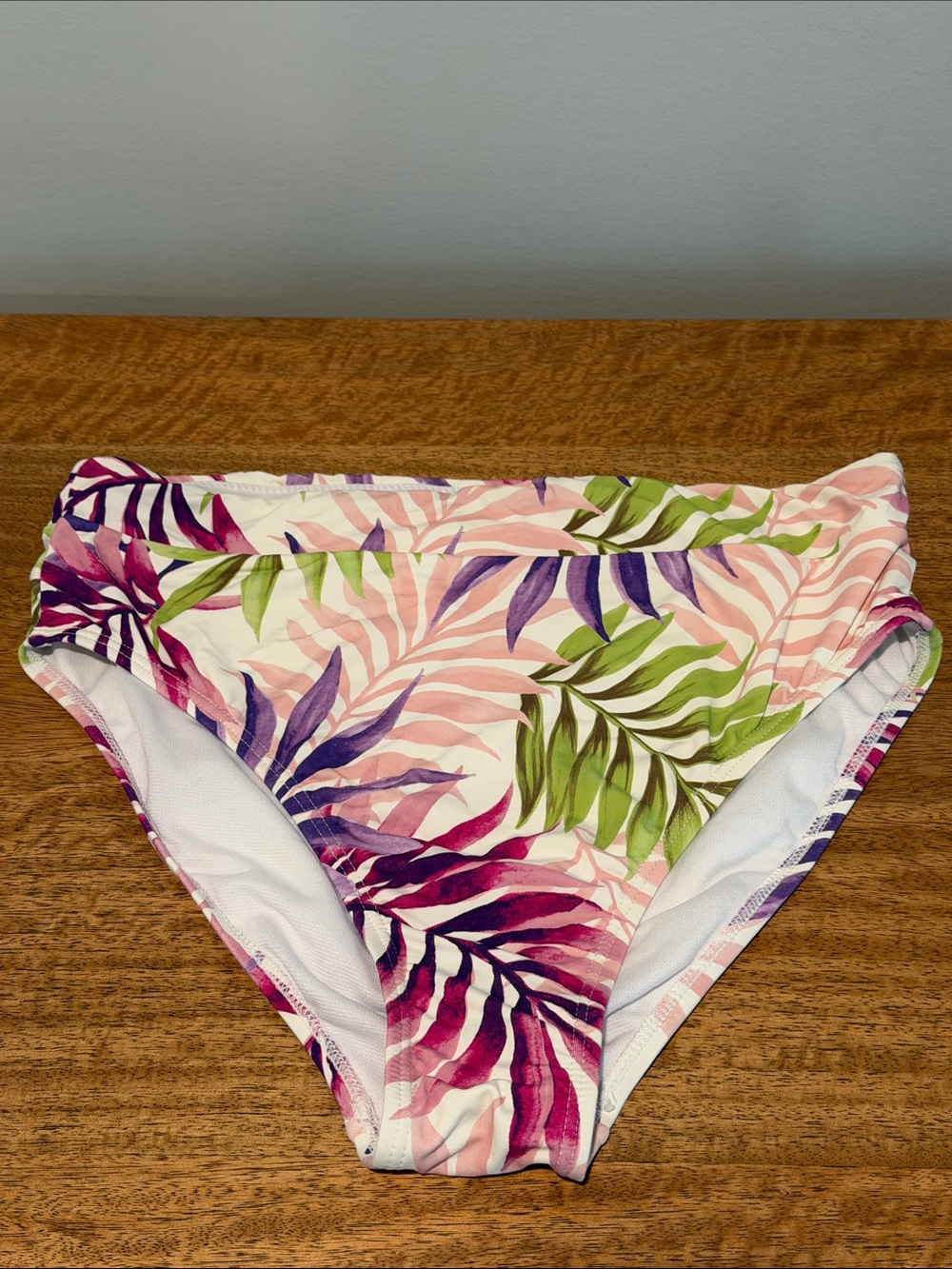Tropical Colorful Palm Leaves High Waist Swim Bottoms- Women